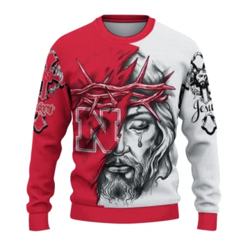 Nebraska Cornhuskers Sweater - Custom Jesus Tear Red and White