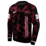 customized-arkansas-razorbacks-pixel-grid-red-black-hoodie-best-selling.webp