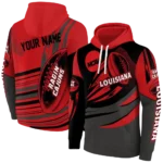 personalized-louisiana-ragin-cajuns-football-burst-red-gray-hoodie-best-selling.webp