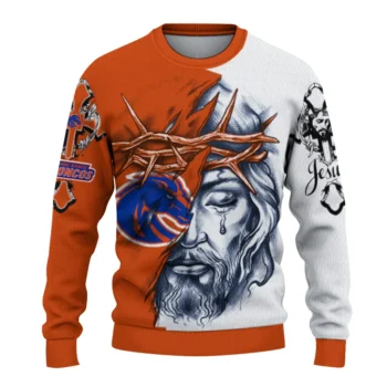 Boise State Broncos Sweater - Custom Jesus Tear Orange and White