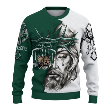 Ohio Bobcats Sweater - Custom Jesus Tear Green and White