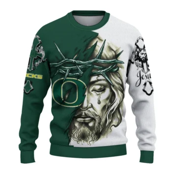 Oregon Ducks Sweater - Custom Jesus Tear Green and White