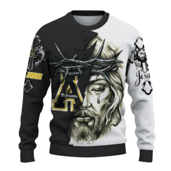 Appalachian State Mountaineers Sweater - Customized Jesus Tear Black and White