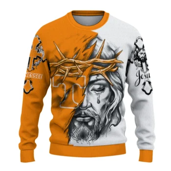 Tennessee Volunteers Sweater - Customized Jesus Tear Orange and White