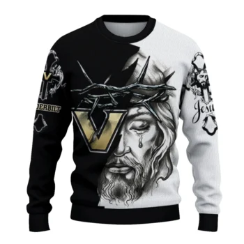 Vanderbilt Commodores Sweater - Customized Jesus Tear Black and White
