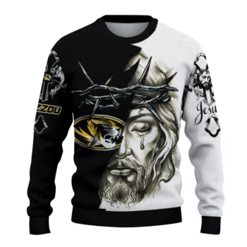 Missouri Tigers Sweater - Personalized Jesus Tear Black and White