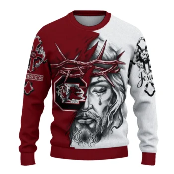 South Carolina Gamecocks Sweater - Personalized Jesus Tear Red and White
