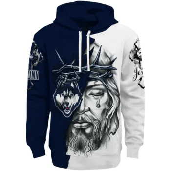 Personalized Uconn Huskies Jesus Tear Hoodie Best Selling