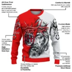 Ac Milan Sweater Custom Jesus Tear Red White Best Selling