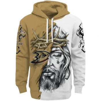 Anaheim Ducks Hoodie Customized Jesus Tear Gold Best Selling