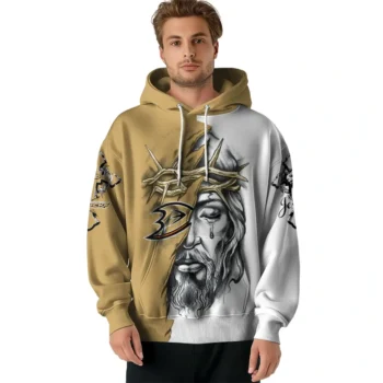 Anaheim Ducks Hoodie Customized Jesus Tear Gold Latest Model