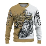 Anaheim Ducks Sweater Customized Jesus Tear Gold White Best Selling