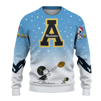 Appalachian State Mountaineers Sweater Personalized Winter Football Snoopy Blue White Best Selling