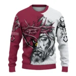 Arizona Cardinals Sweater Personalized Jesus Tear Red White Best Selling