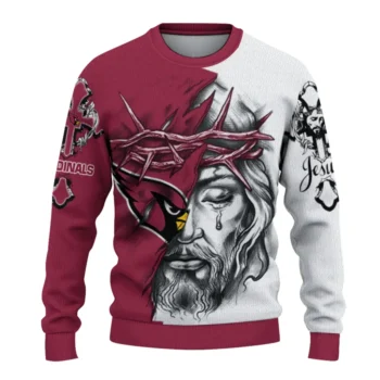 Arizona Cardinals Sweater Personalized Jesus Tear Red White Best Selling