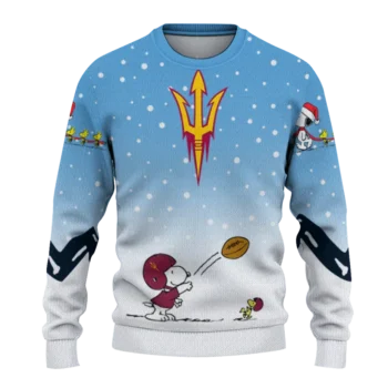 Arizona State Sun Devils Sweater Custom Winter Football Snoopy Blue White Best Selling