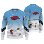 Arkansas Razorbacks Sweater Personalized Winter Football Snoopy Blue White Best Selling