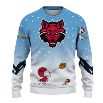 Arkansas State Red Wolves Sweater Customized Winter Football Snoopy Blue White Best Selling