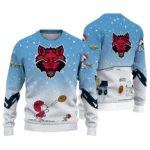 Arkansas State Red Wolves Sweater Customized Winter Football Snoopy Blue White Best Selling