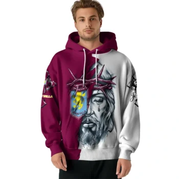 Aston Villa Hoodie Custom Jesus Tear Claret Latest Model