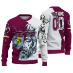 Aston Villa Sweater Custom Jesus Tear Claret White Best Selling