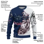 Atlanta Braves Sweater Personalized Jesus Tear Navy White Best Selling