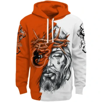 Baltimore Orioles Hoodie Custom Jesus Tear Orange Best Selling