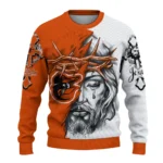 Baltimore Orioles Sweater Custom Jesus Tear Orange White Best Selling