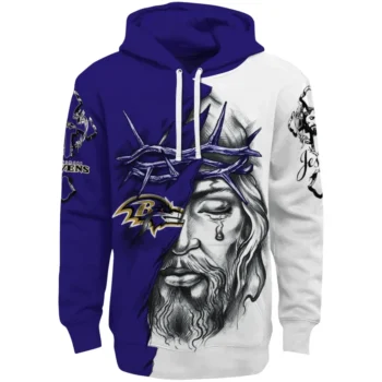 Baltimore Ravens Hoodie Customized Jesus Tear Purple Best Selling
