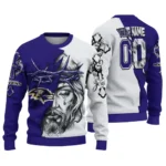 Baltimore Ravens Sweater Customized Jesus Tear Purple White Best Selling
