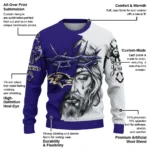Baltimore Ravens Sweater Customized Jesus Tear Purple White Best Selling