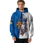 Barcelona Hoodie Customized Jesus Tear Blue Best Selling