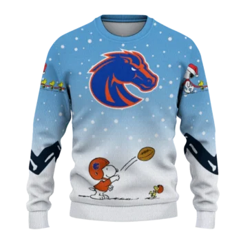 Boise State Broncos Sweater Custom Winter Football Snoopy Blue White Best Selling