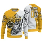 Boston Bruins Sweater Custom Jesus Tear Gold White Best Selling