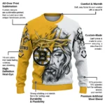 Boston Bruins Sweater Custom Jesus Tear Gold White Best Selling