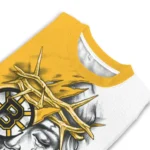 Boston Bruins Sweater Custom Jesus Tear Gold White Best Selling