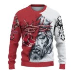 Boston Red Sox Sweater Customized Jesus Tear Red White Best Selling