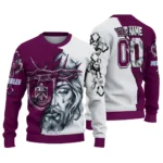 Burnley Sweater Customized Jesus Tear Burgundy White Best Selling