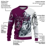 Burnley Sweater Customized Jesus Tear Burgundy White Best Selling