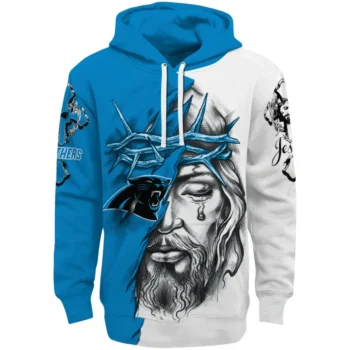 Carolina Panthers Hoodie Custom Jesus Tear Blue Best Selling