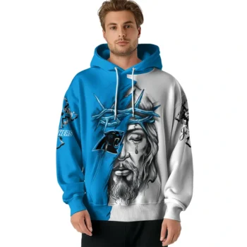Carolina Panthers Hoodie Custom Jesus Tear Blue Latest Model