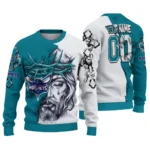 Charlotte Hornets Sweater Personalized Jesus Tear Teal White Best Selling
