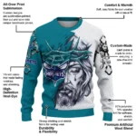 Charlotte Hornets Sweater Personalized Jesus Tear Teal White Best Selling