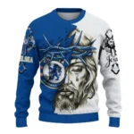 Chelsea Sweater Personalized Jesus Tear Royal Blue White Best Selling