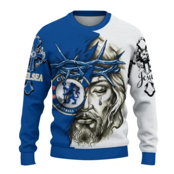 Chelsea Sweater Personalized Jesus Tear Royal Blue White Best Selling