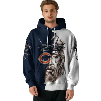 Chicago Bears Hoodie Customized Jesus Tear Blue Latest Model