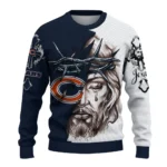 Chicago Bears Sweater Customized Jesus Tear Blue White Best Selling
