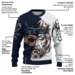 Chicago Bears Sweater Customized Jesus Tear Blue White Best Selling