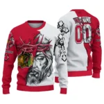 Chicago Blackhawks Sweater Customized Jesus Tear Red White Best Selling