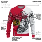 Chicago Blackhawks Sweater Customized Jesus Tear Red White Best Selling